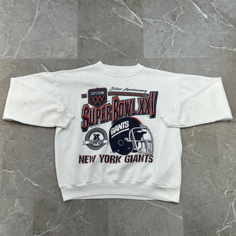 90s Vintage New York Giants Sweatshirt Mens Medium Distressed Pullover Crewneck